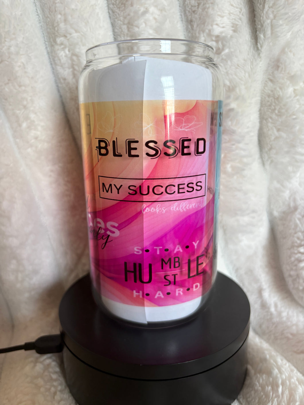 Motivational & Fun Glass Cups with Bamboo Lid & Straw